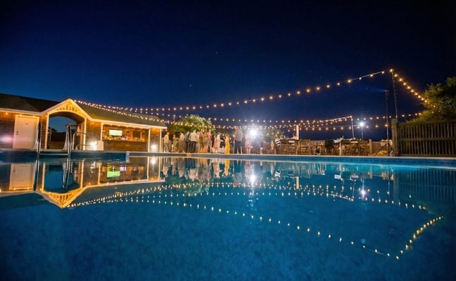 Oceanfront pool at evening, Outer Banks