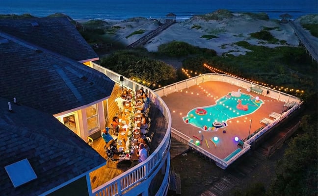The Three Authors oceanfront compound from the air
