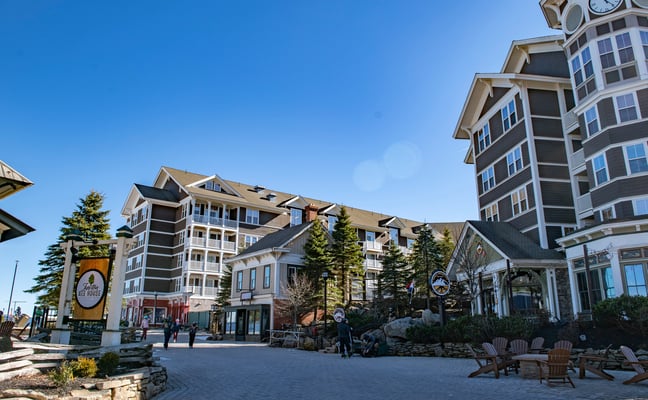 Snowshoe mountain retreat in winter