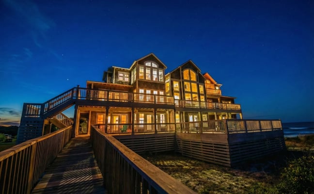 The Hemingway estate at night, Corolla 4x4 beach