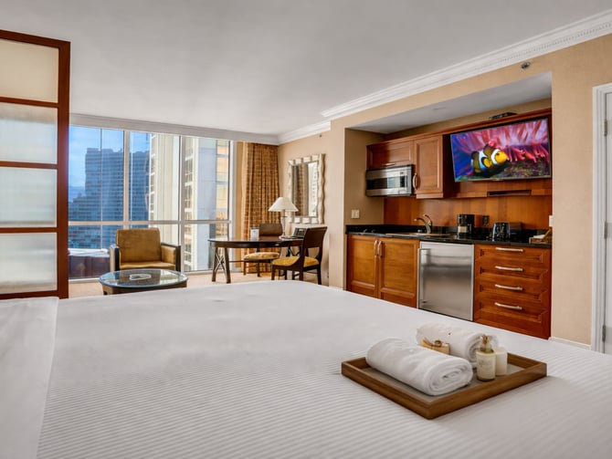 MGM Signature suite with Strip view, Las Vegas