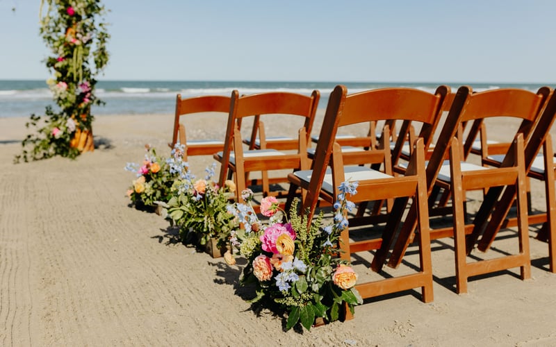 Beach ceremony aisle setup