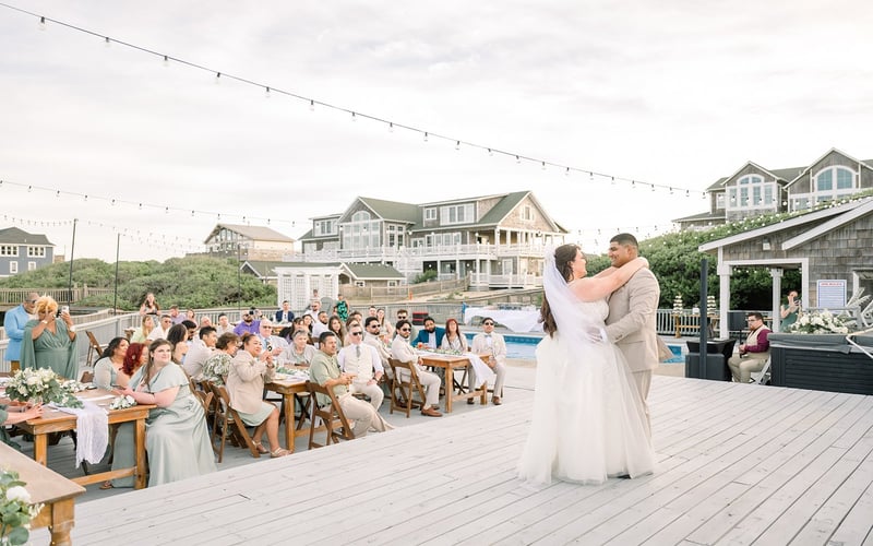 Wedding party celebration on the estate deck