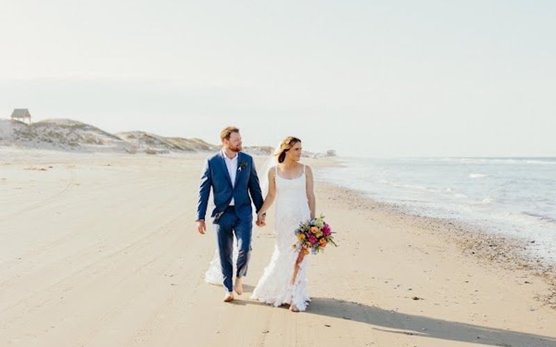Couple walking the shoreline