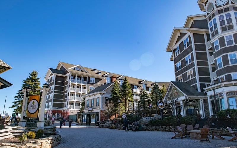 Snowshoe mountain retreat in winter, West Virginia
